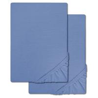 Double pack of CloudComfort Basic fitted sheets jersey stretch blue 90 x 190 - 100 x 200 cm (2 pieces)