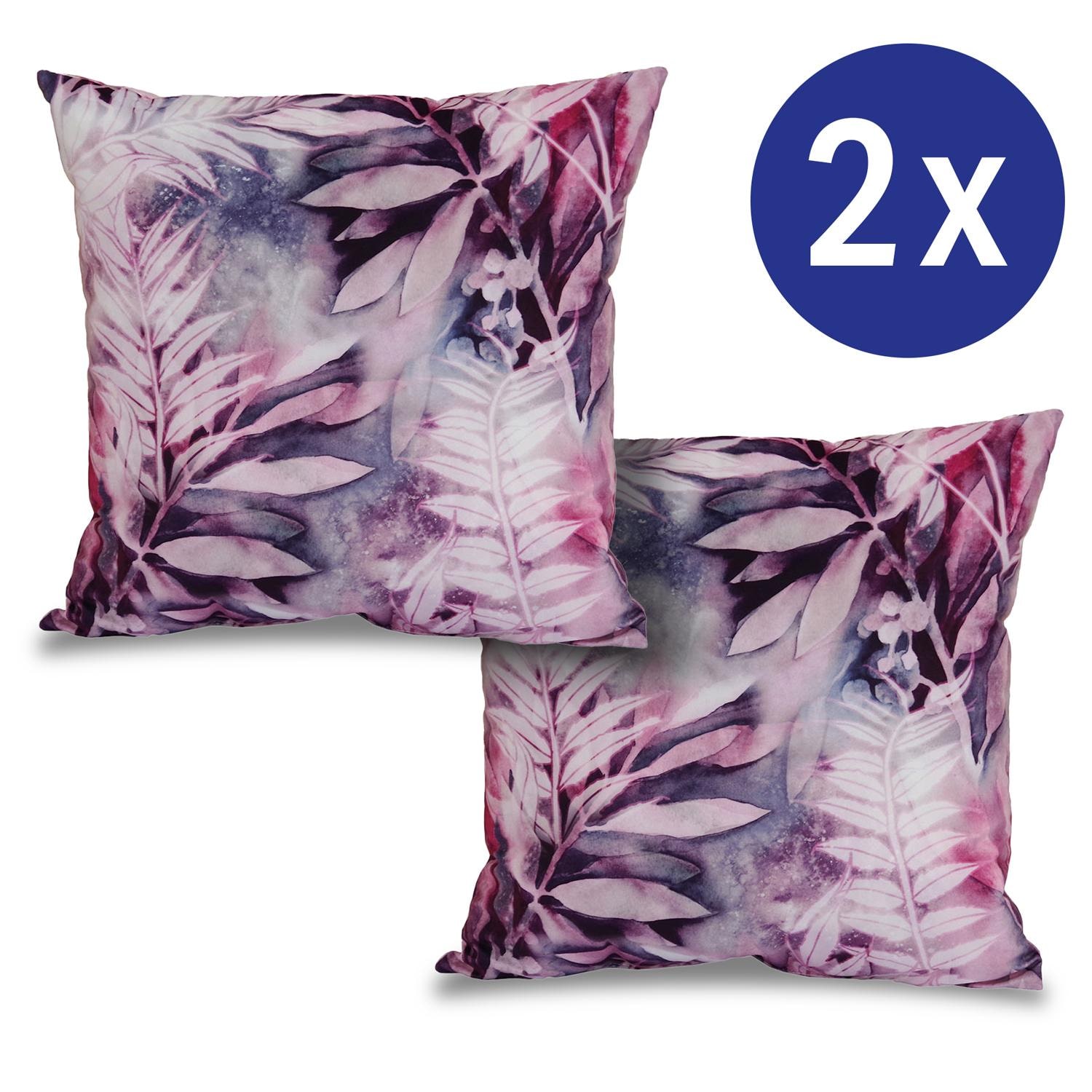 2 x decorative cushion pink jungle 50 x 50 cm