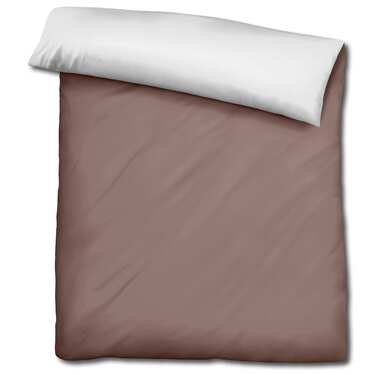 Doppelpack  Sleezzz® Renforcé Wendebettwäsche hellbraun/weiß 135 x 200 + 80 x 80 cm