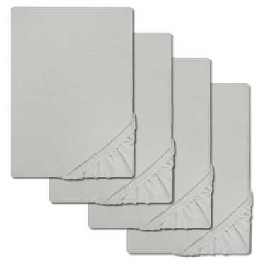 Set di 4 lenzuola CloudComfort Basic in jersey stretch grigio argento 120 x 200 cm (4 pezzi)