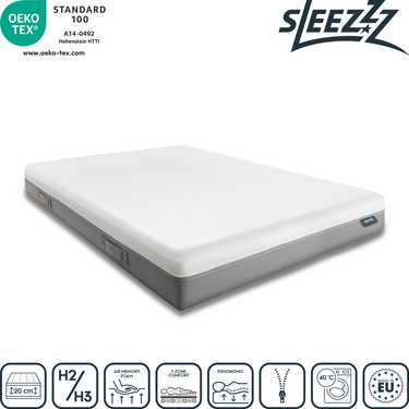 Sleezzz Premium ιξωδοελαστικό στρώμα 140 x 200 cm, ύψος 20 cm, επίπεδο σκληρότητας H2/H3, με αναστρέψιμες λαβές