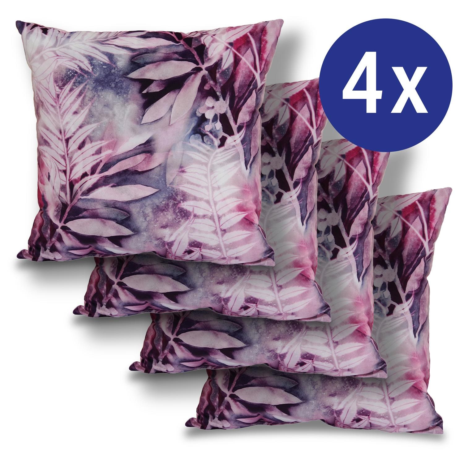 4 x decorative cushion pink jungle 50 x 50 cm