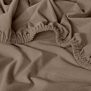 4-delt sæt CloudComfort Basic stræklagen i jersey-stretch, taupe, 120 x 200 cm (4 stk.)