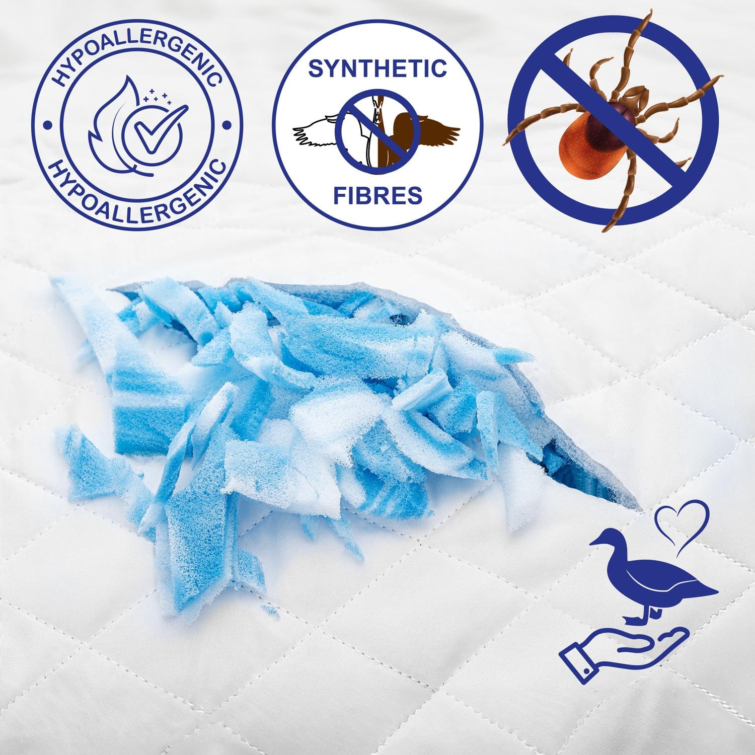 Supportho Premium Cold Foam Topper 80 x 200 cm H3, height 8 cm, firmness level H3 with antibacterial cover + CloudComfort Basic Gel Flake Pillow 40 x 80 cm