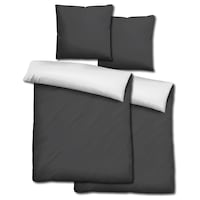 Doppelpack  Sleezzz® Renforcé Wendebettwäsche dunkelgrau/weiß 135 x 200 + 80 x 80 cm
