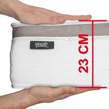 7-зонний ергономічний пружинний матрац Sleezzz Diamond T1000 90 x 200 см, висота 23 см, рівень жорсткості H2/H3, 1000 пружин/2 м² + наматрацник / наматрацник 90 x 200 см