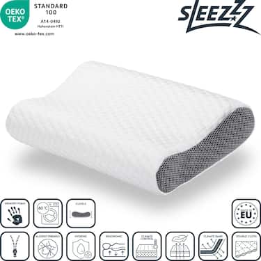 2 adet Sleezzz Premium viskoelastik boyun destek yastığı, 50 x 32 x 11 cm, cilde dost çift katlı kumaş kılıflı