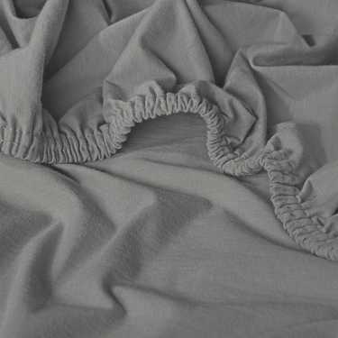 CloudComfort Basic sábana bajera jersey stretch gris plata 90 x 190 - 100 x 200 cm