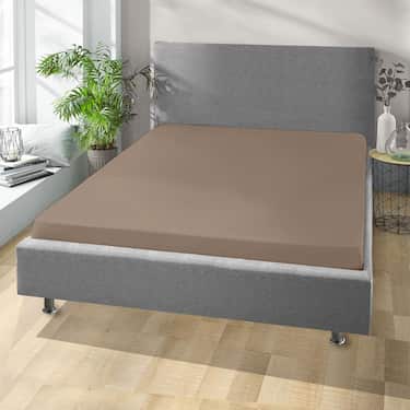 Set van 2 CloudComfort Basic hoeslakens van jersey-stretch, taupe, 120 x 200 cm (2 stuks)