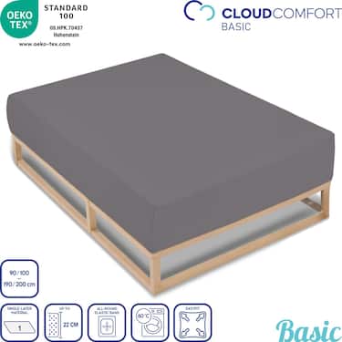 Set de 4 cearșafuri CloudComfort Basic jersey stretch gri închis 90 x 190 - 100 x 200 cm (4 bucăți)