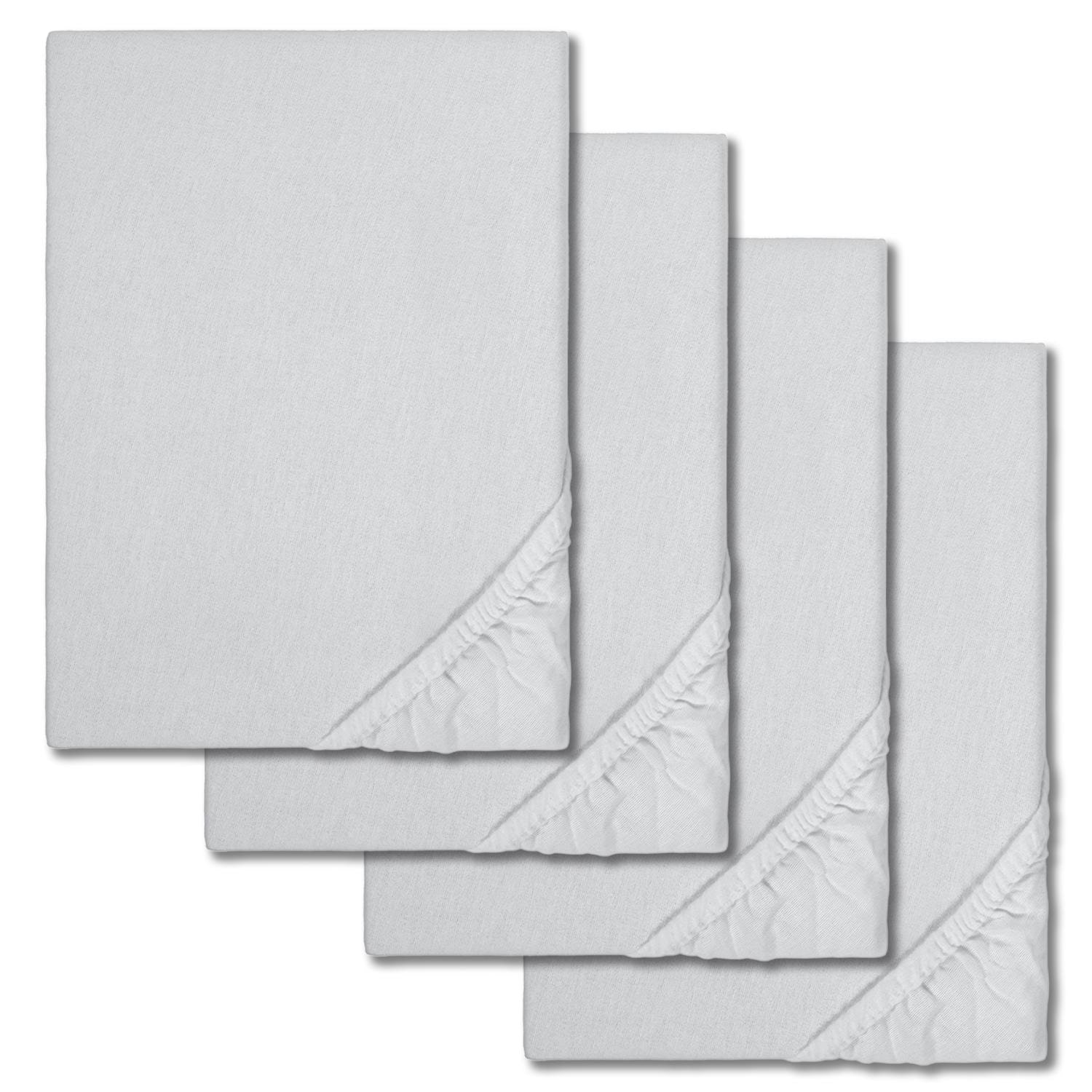 Sengelagen vinterfleece sølvgrå 140 x 190 - 160 x 200 cm i en pakke med 4 stk.