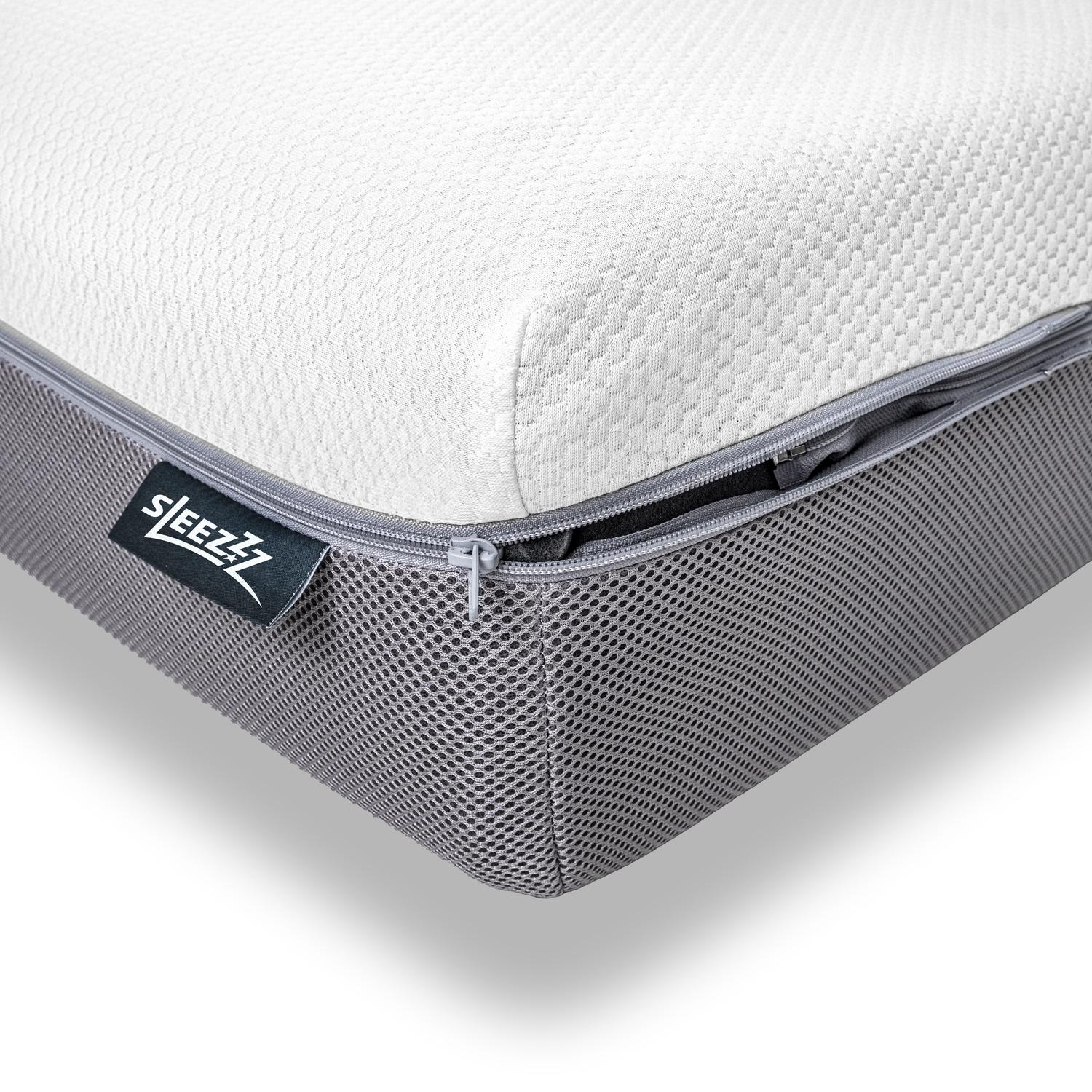 Sleezzz Premium viskoelastik yatak 140 x 200 cm, yükseklik 20 cm, sertlik seviyesi H2/H3, ters çevrilebilir kulplu