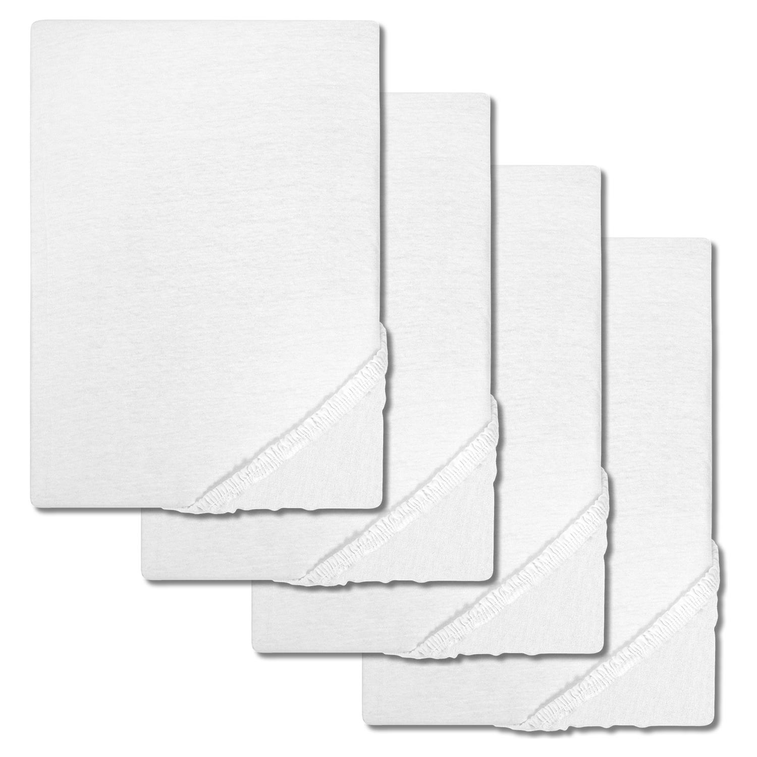 Set di 4CloudComfort Basic lenzuola elastiche in jersey bianco 140 x 190 - 160 x 200 cm (4 pezzi)