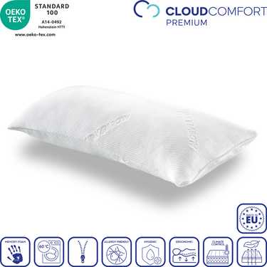 2 x CloudComfort Viskoelastik Komfort-Schlaf-Kissen 40 x 80 cm