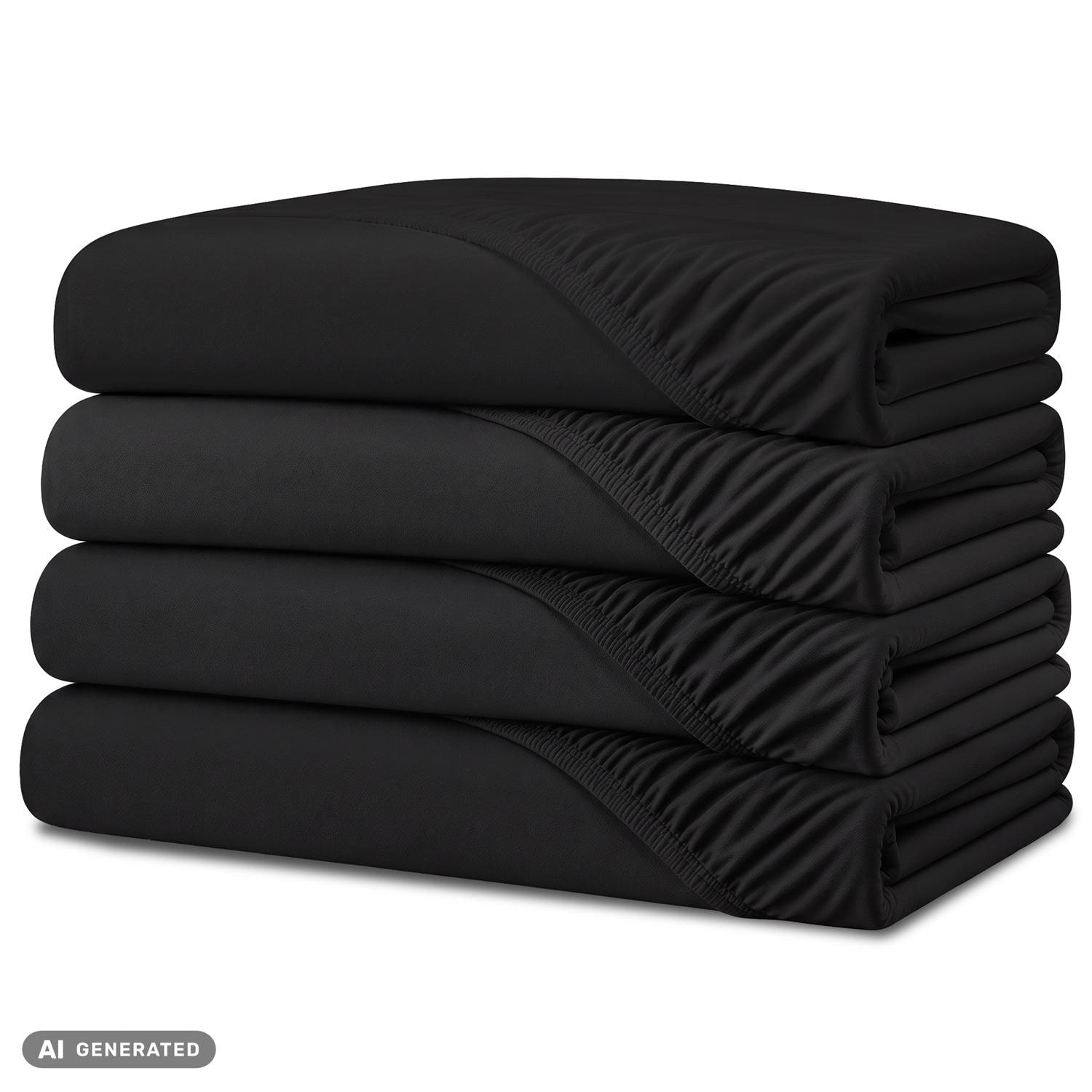 Set di 4 lenzuola CloudComfort Basic nere 180 x 190 - 200 x 200 cm