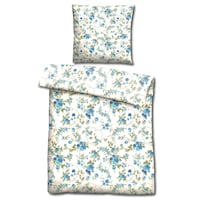 CloudComfort Basic Mikrofaser Bettwäsche blaue Blumen 135 x 200 + 80 x 80 cm