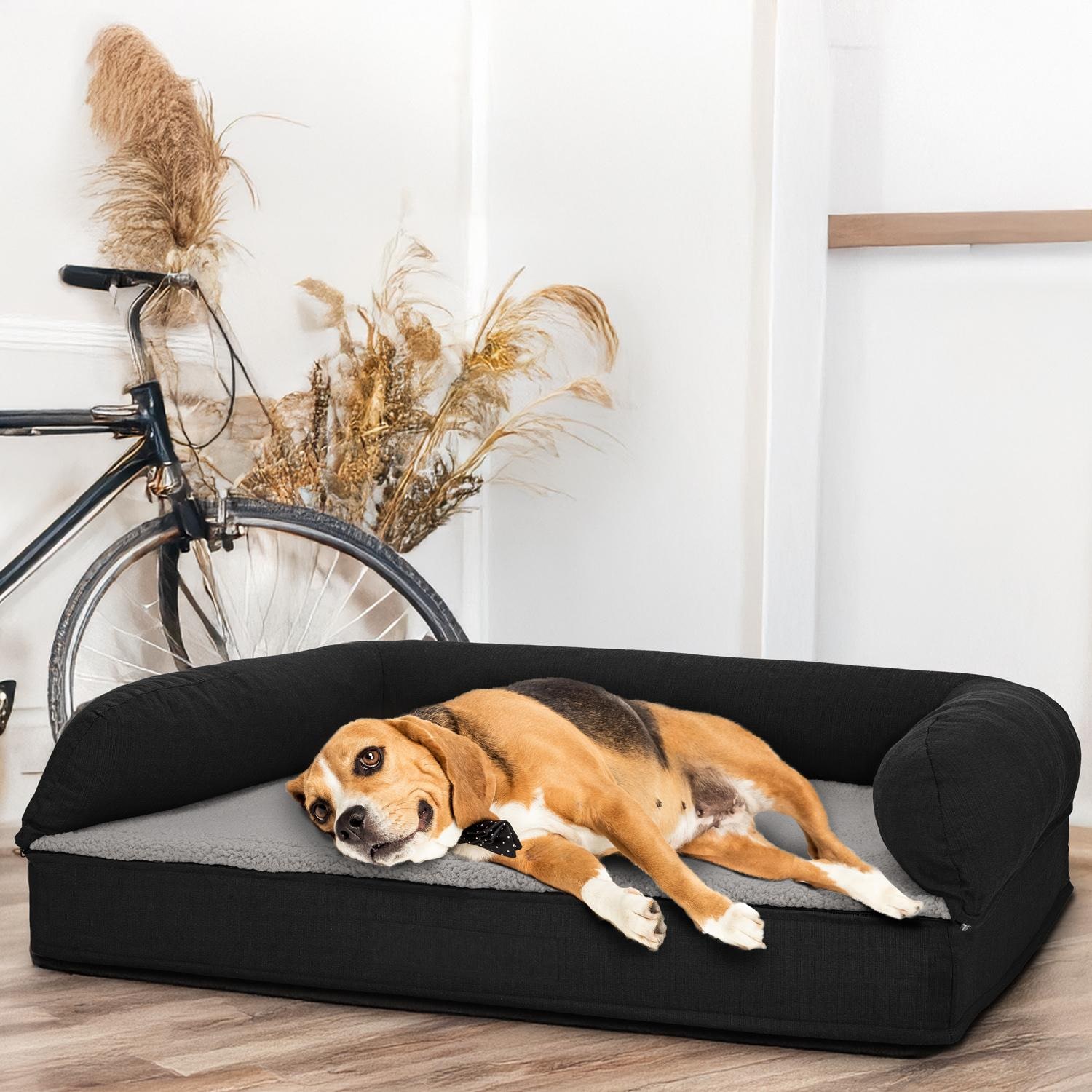 80 x 55 x 23 cm orthopaedic dog bed with backrest size M