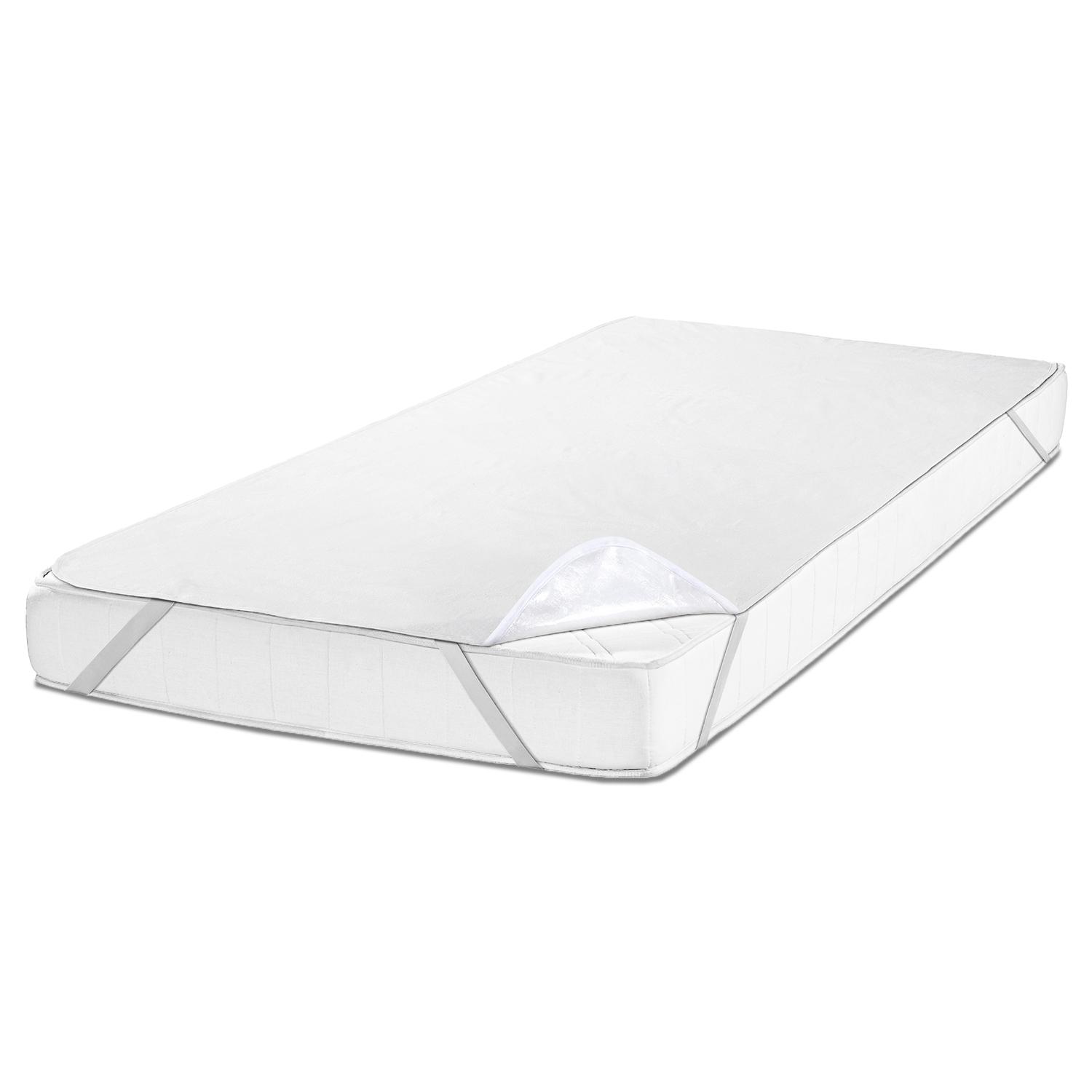 Sleezzz Vital su geçirmez molleton yatak koruyucu sabit gerginlik 160 x 200 cm, %100 pamuktan yapılmış yatak koruyucu beyaz
