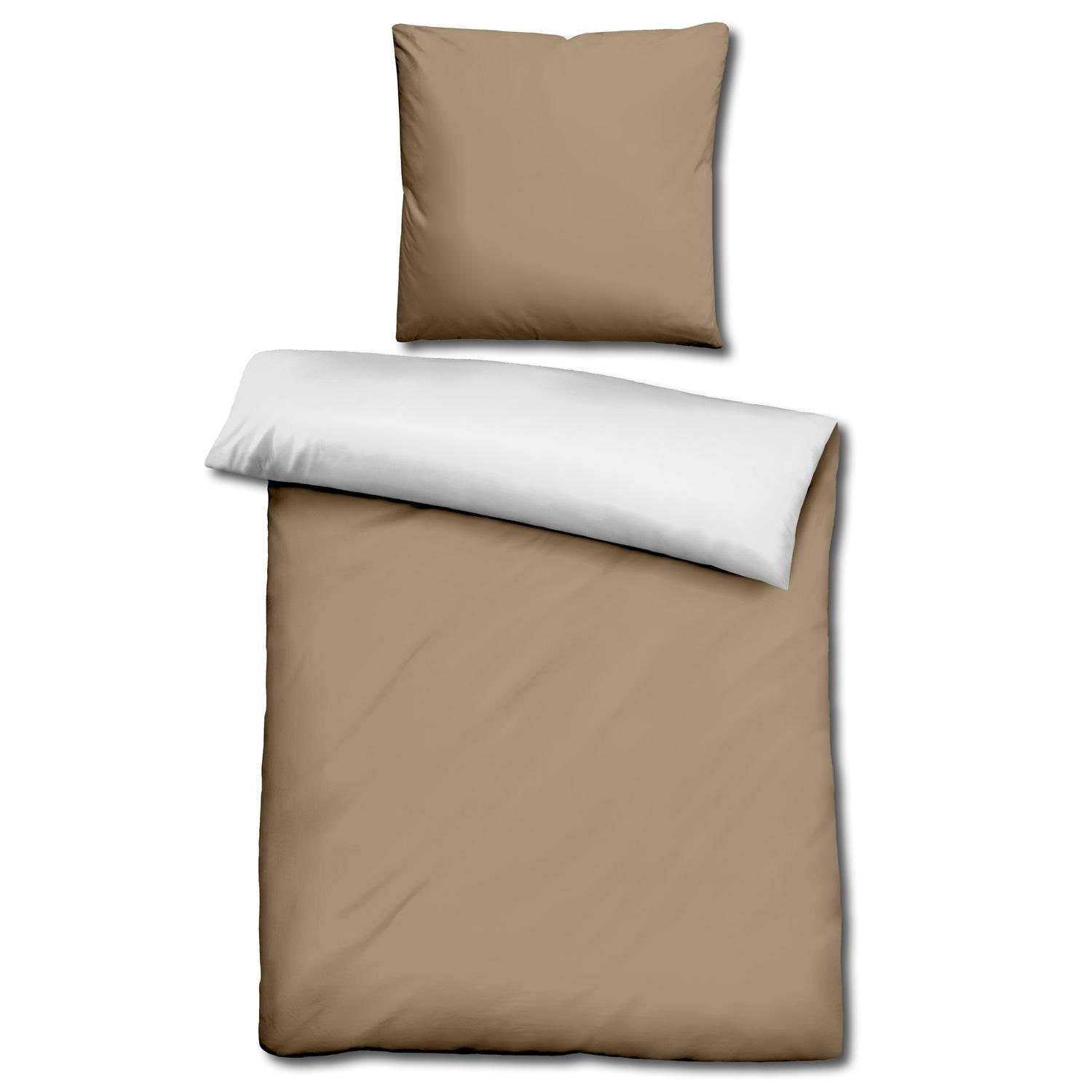 Sleezzz® Renforcé vändbart sänglinne mocca/vit 135 x 200 + 80 x 80 cm