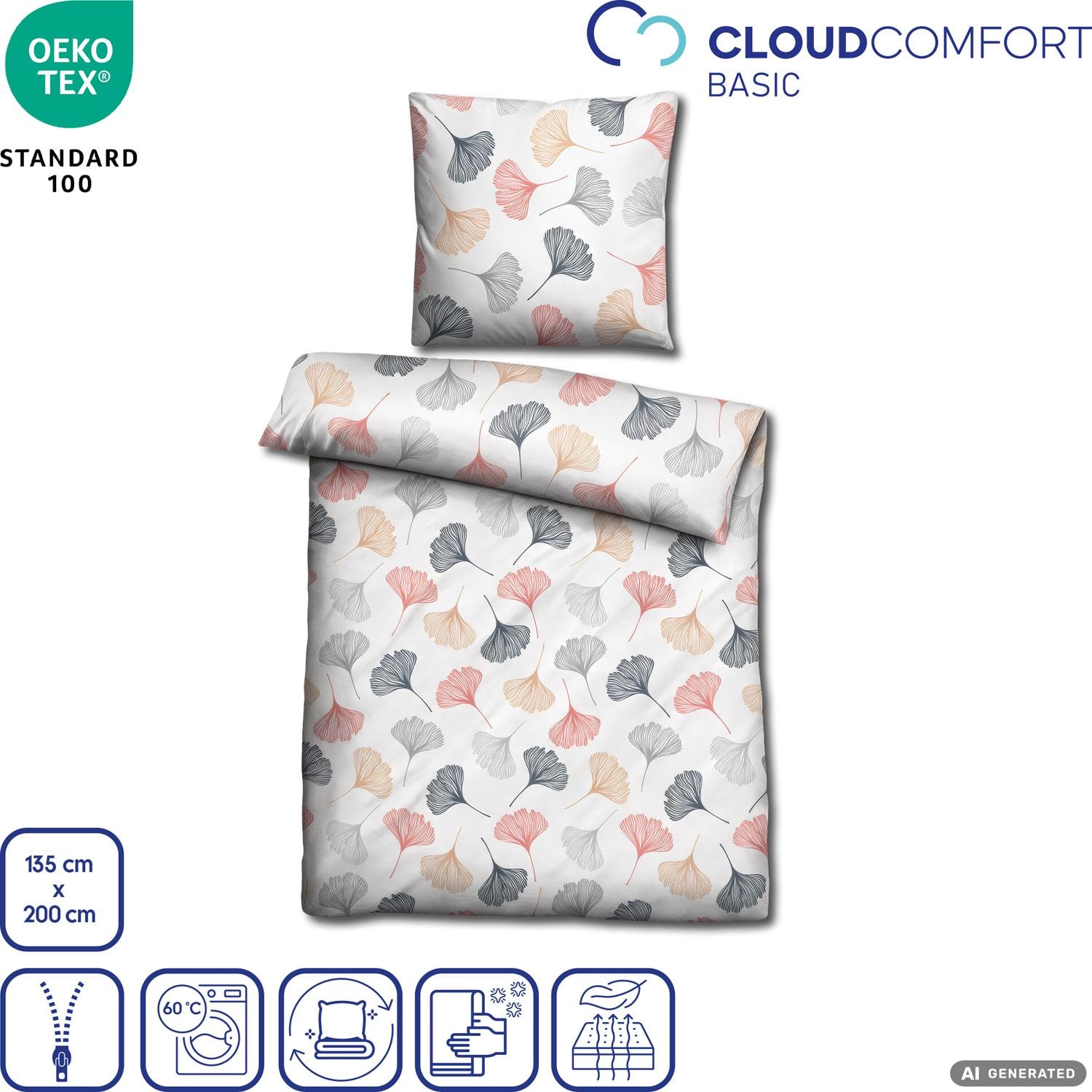 CloudComfort Renforcé Bettwäsche Blüten 135 x 200 + 80 x 80 cm
