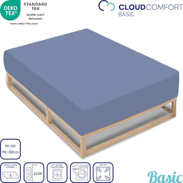 Double pack of CloudComfort Basic fitted sheets jersey stretch blue 90 x 190 - 100 x 200 cm (2 pieces)
