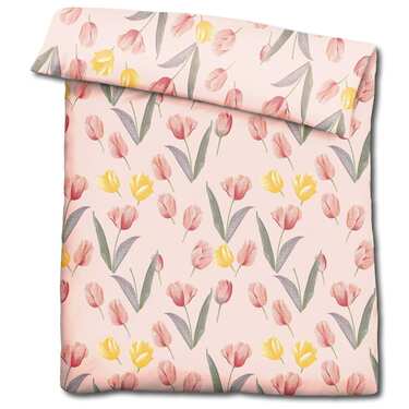 Doppelpack CloudComfort Basic Mikrofaser Bettwäsche Tulpen 135 x 200 + 80 x 80 cm