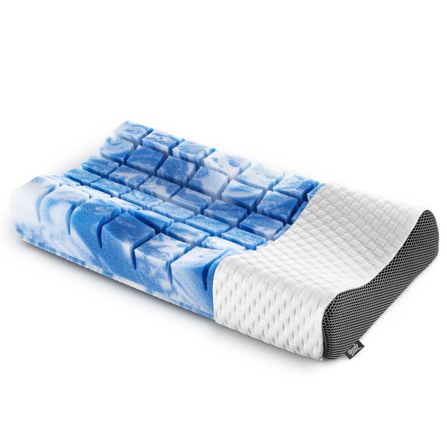 7-zónový viskoelastický matrac Sleezzz Smart 120 x 200 cm, výška 18 cm, stupeň tuhosti H3 so vzduchovou pamäťovou penou + ortopedický vankúš s gélovým efektom Sleezzz Premium 32 x 60 cm