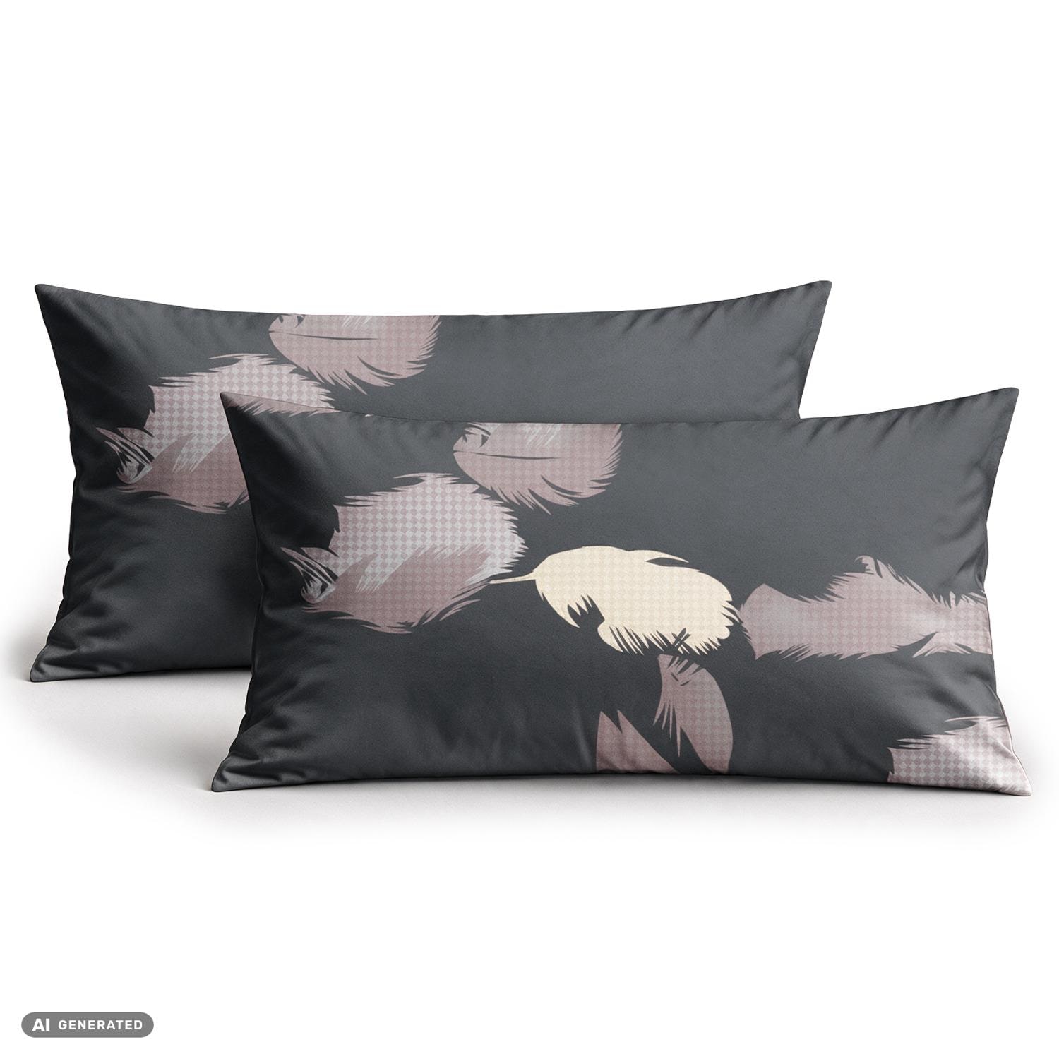 CloudComfort Basic Cotton Pillowcase, Gray/Lilac, Set of 2, 40 x 80 cm