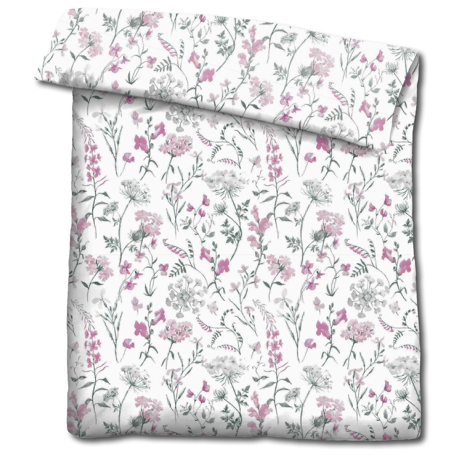 Double pack CloudComfort Basic microfiber bed linen summer flowers 135 x 200 + 80 x 80 cm