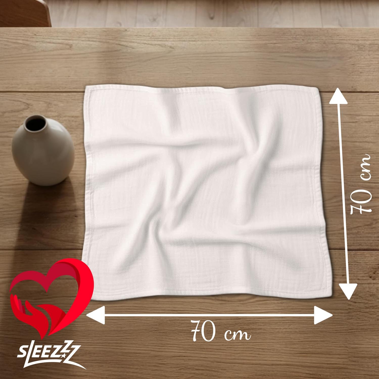 70 x 70 cm white gauze diapers in a pack of 10 made of 100% cotton