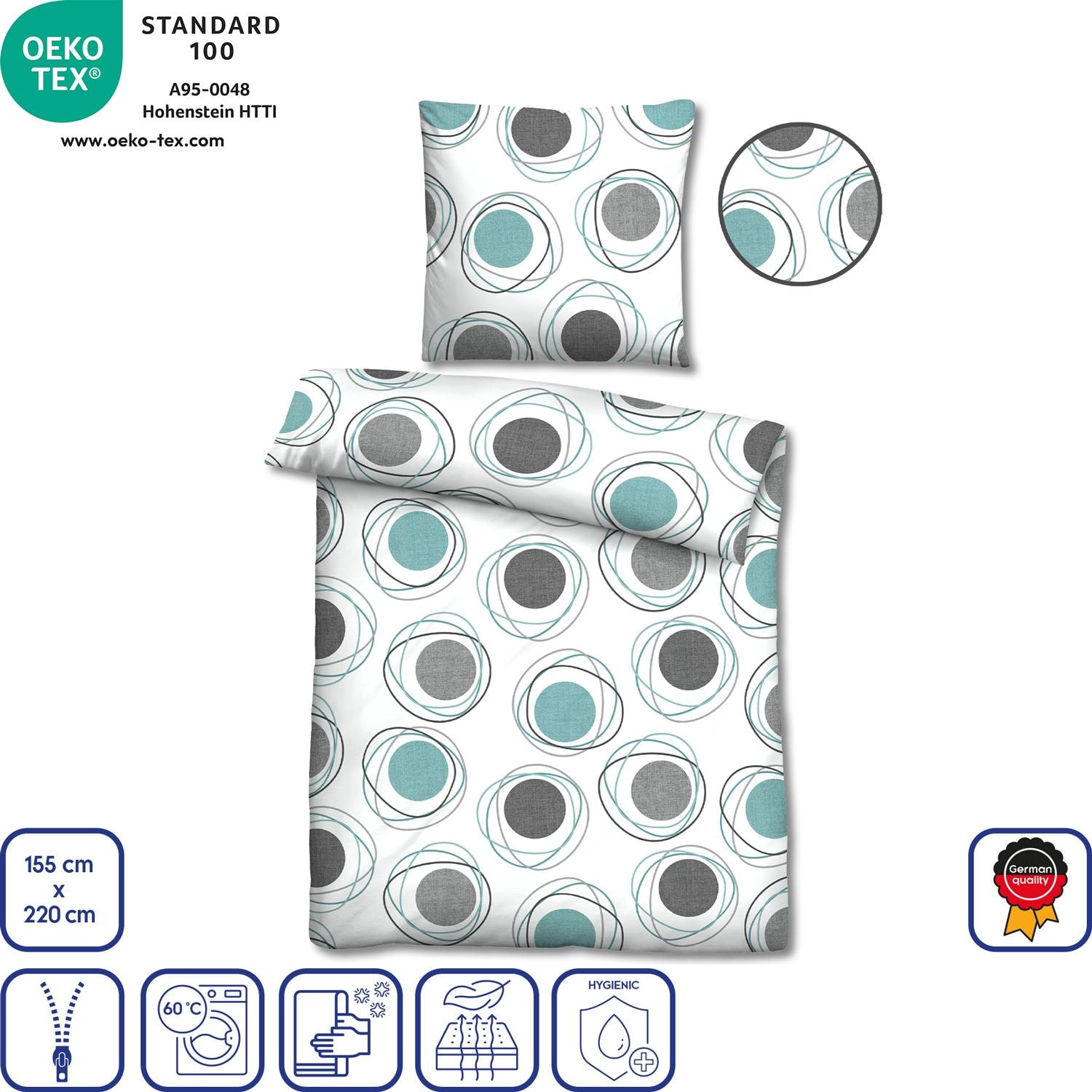 Features as icons – Castell Polycotton Renforcé bed linen 155 x 220 cm + 80 x 80 cm