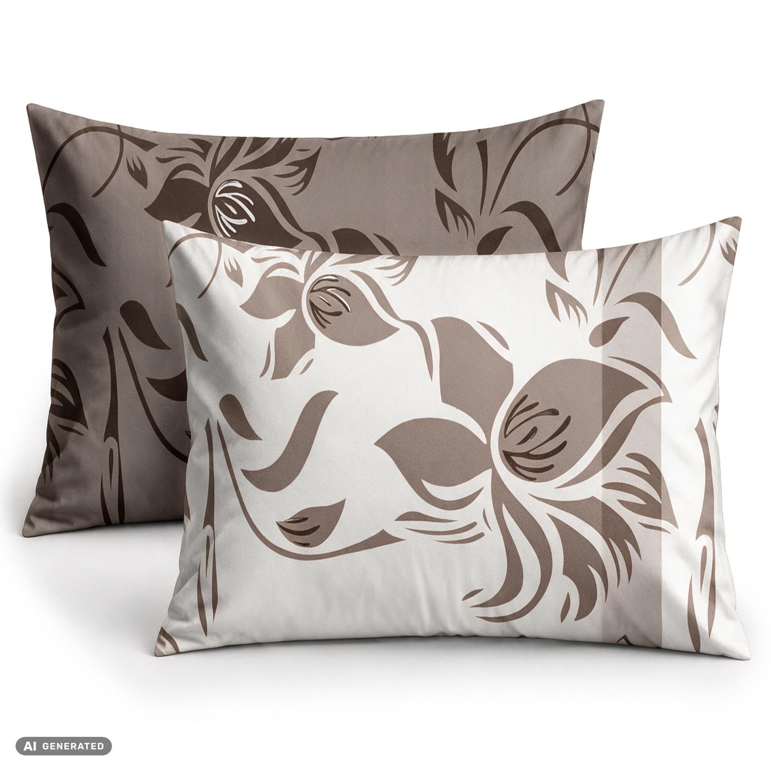 CloudComfort Basic - Capa de almofada em algodão, cinzento-acastanhado/branco, conjunto de 2, 70 x 90 cm