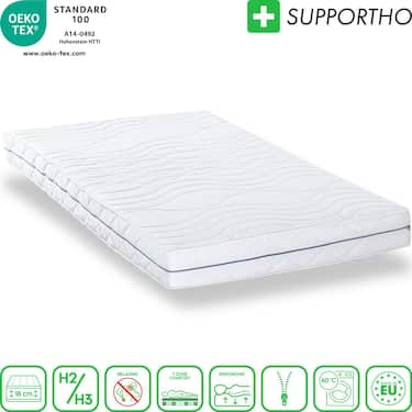 Εργονομικό στρώμα 180x200 cm 7-ζωνικό Supportho Premium, ύψος 18 cm, επίπεδο σκληρότητας H2/H3 + 2 x σετ κρεβατιού με μικροΐνες CloudComfort Basic 135 x 200 cm + 80 x 80 cm