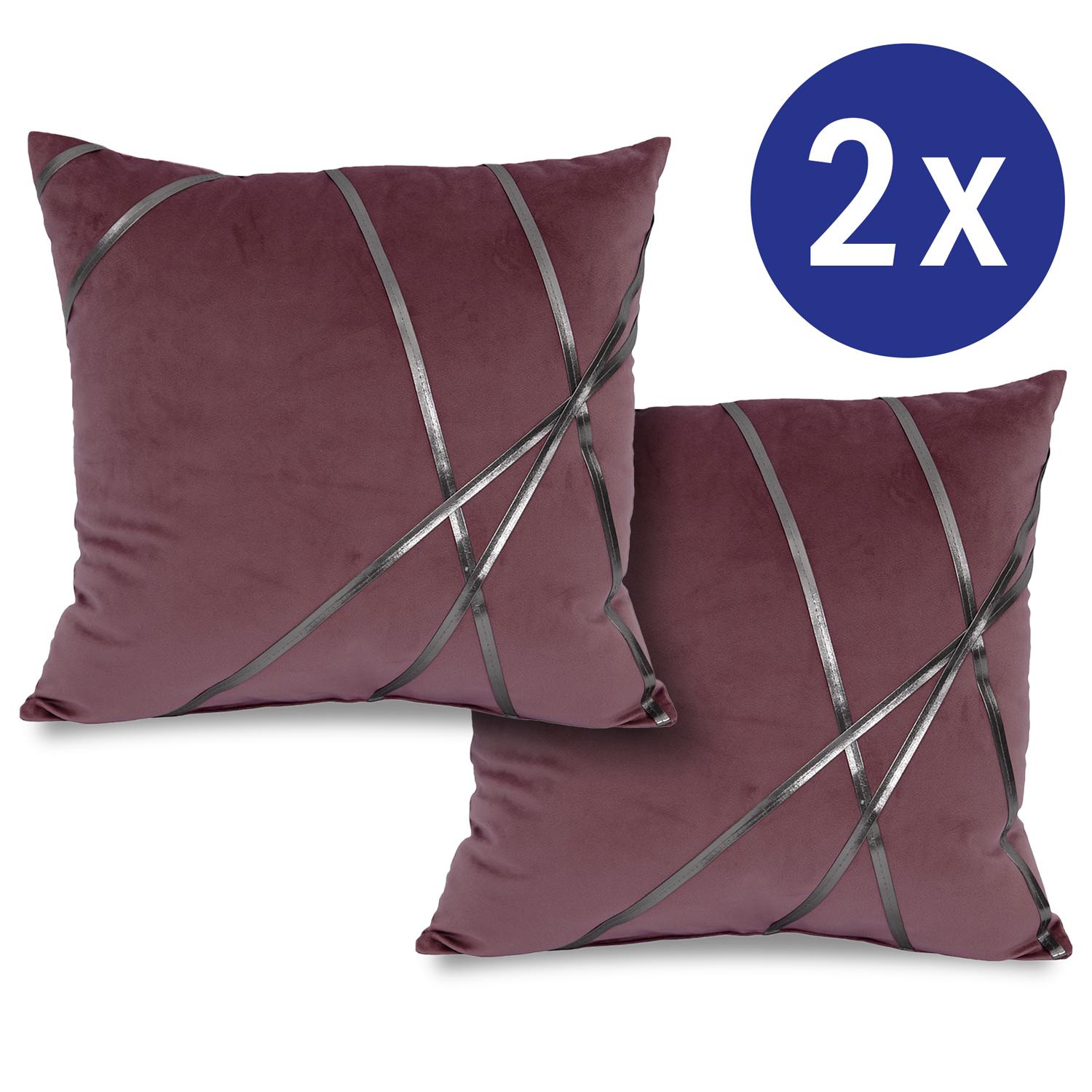 Double pack of decorative cushions ruby red 45 x 45 cm