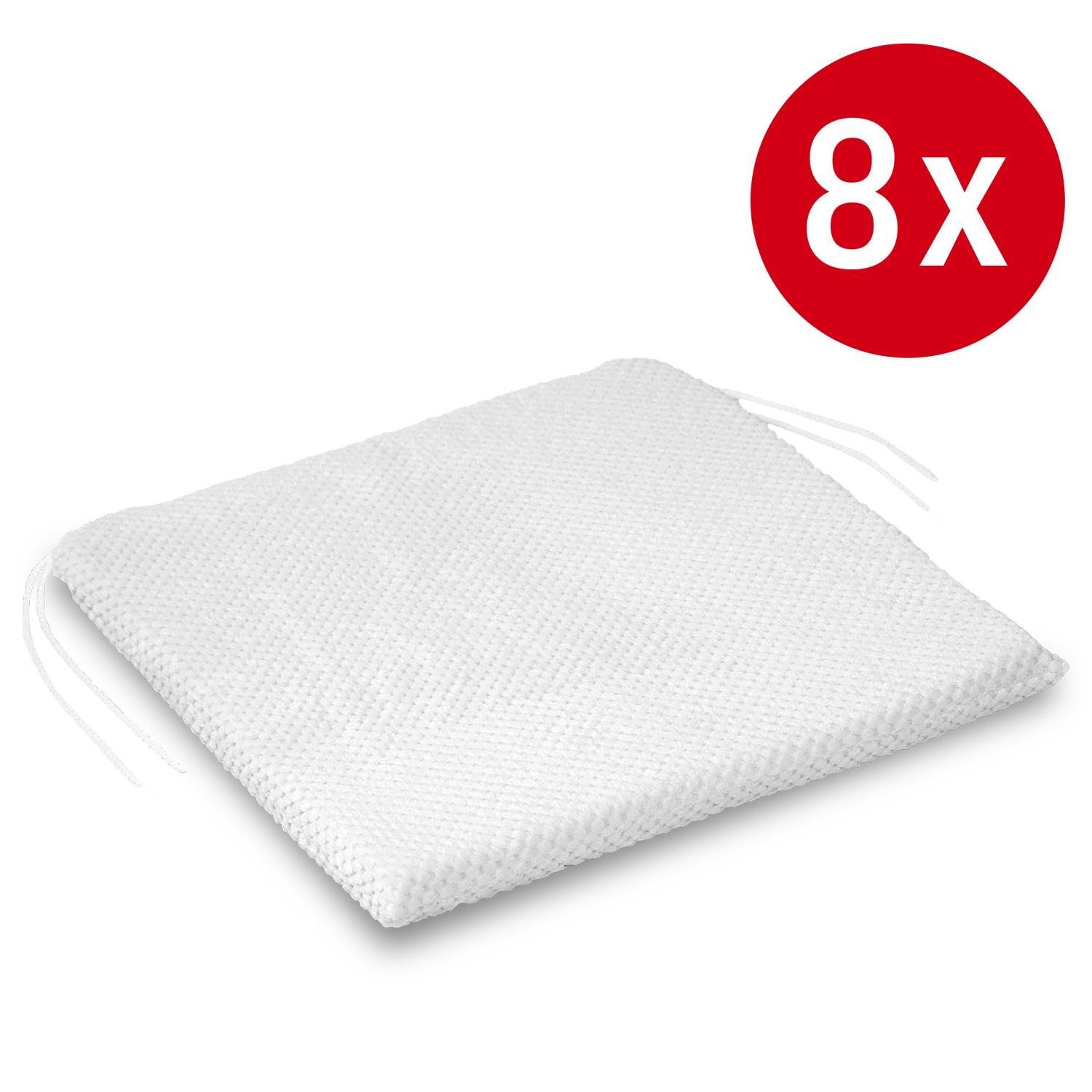 Set of 8 chair cushions 37 x 37 cm white