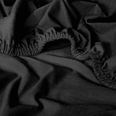 CloudComfort Βασικό σεντόνι jersey stretch μαύρο 180 x 190 - 200 x 200 cm