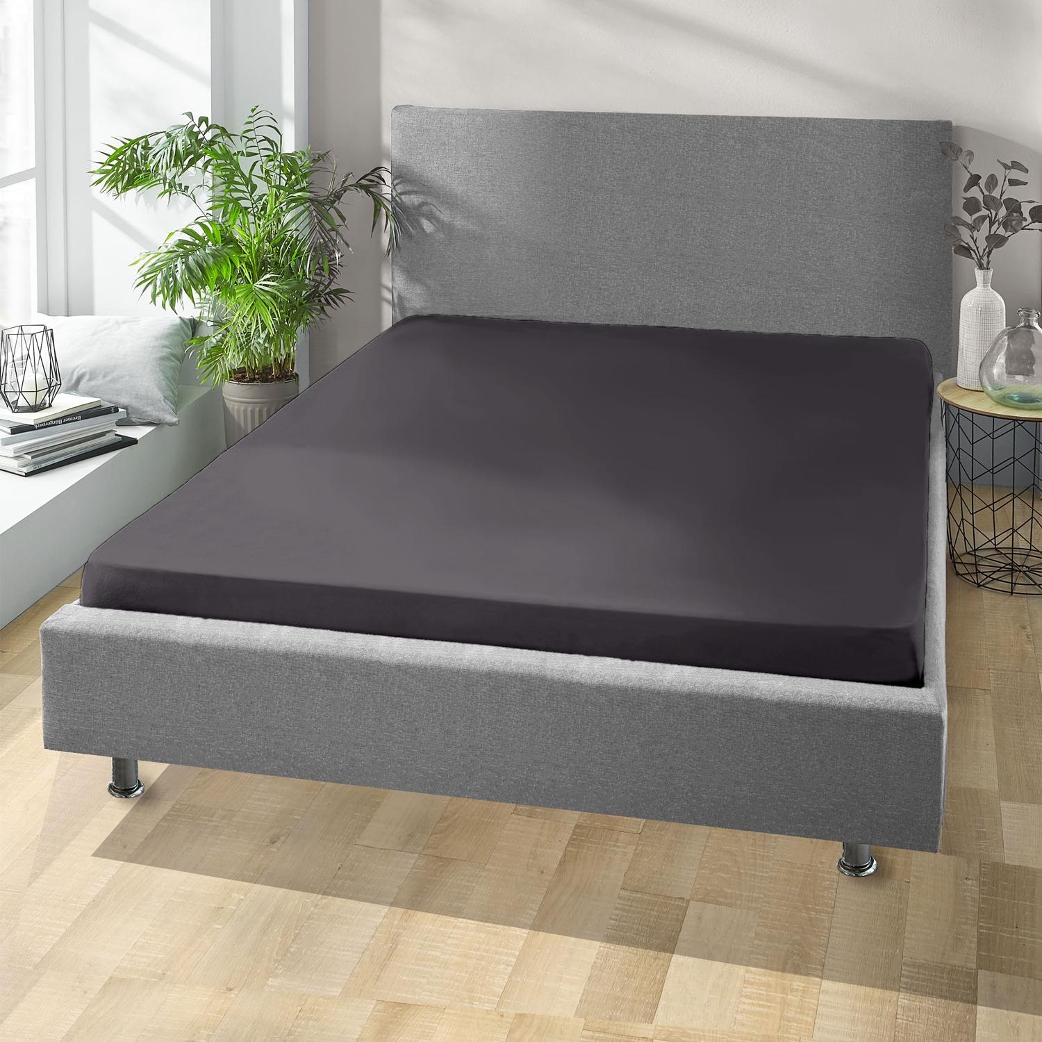 Fitted sheet winter fleece anthracite 140 x 190 - 160 x 200 cm