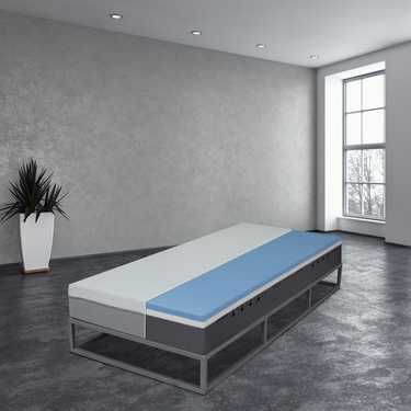 Viskoelastik-Matratze Sleezzz Premium 120 x 200 cm, Höhe 20 cm, Härtegrad H2/H3, mit Wendegriffen + Sleezzz® Cool Kühl-Effekt Kissen gratis