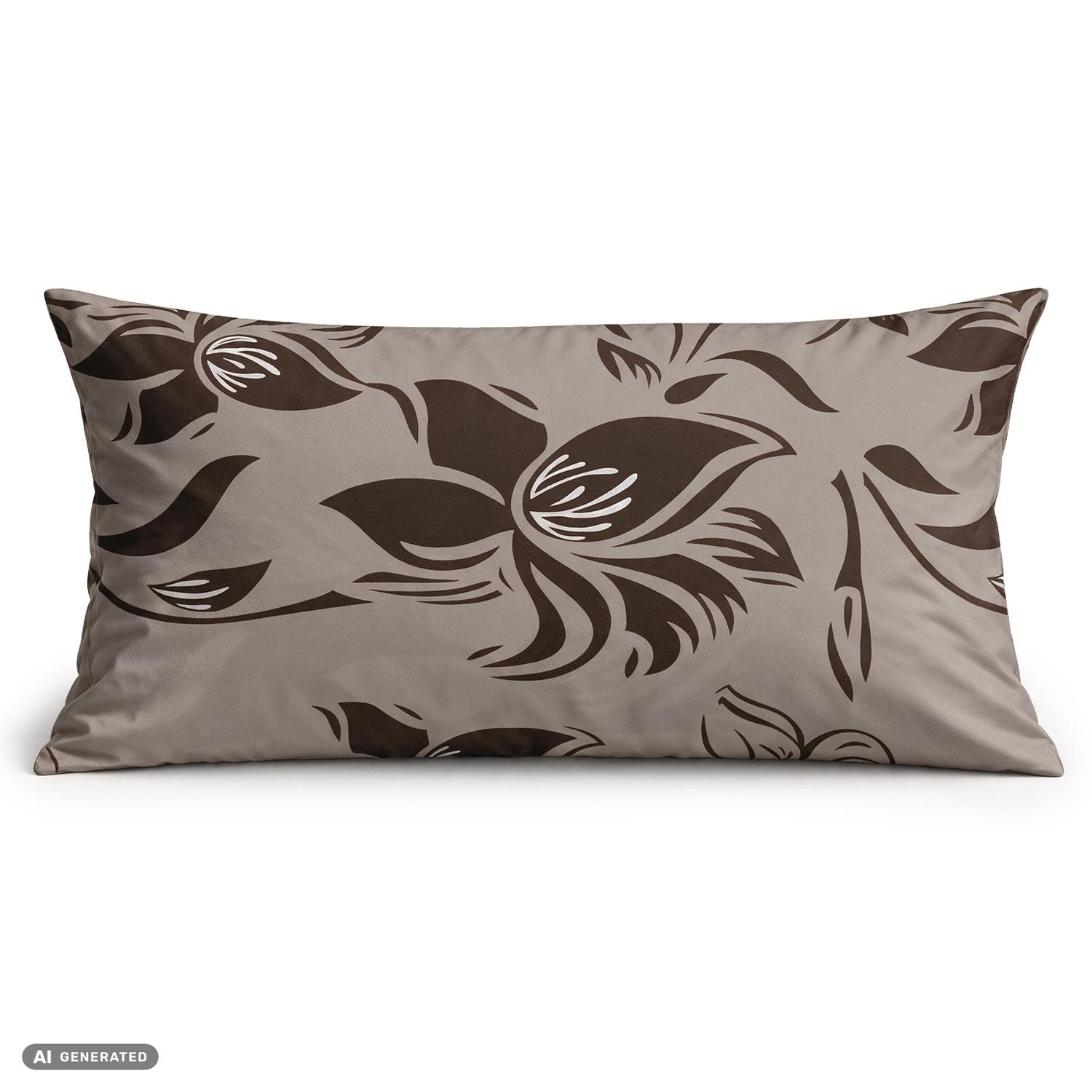 CloudComfort Basic Baumwoll Kissenbezug taupe/weiß 2er-Set 40 x 80 cm