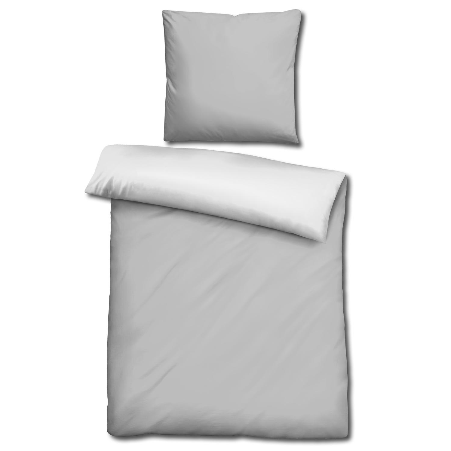 CloudComfort Basic oboustranné ložní prádlo světle šedá/bílá 155 x 220 + 80 x 80 cm