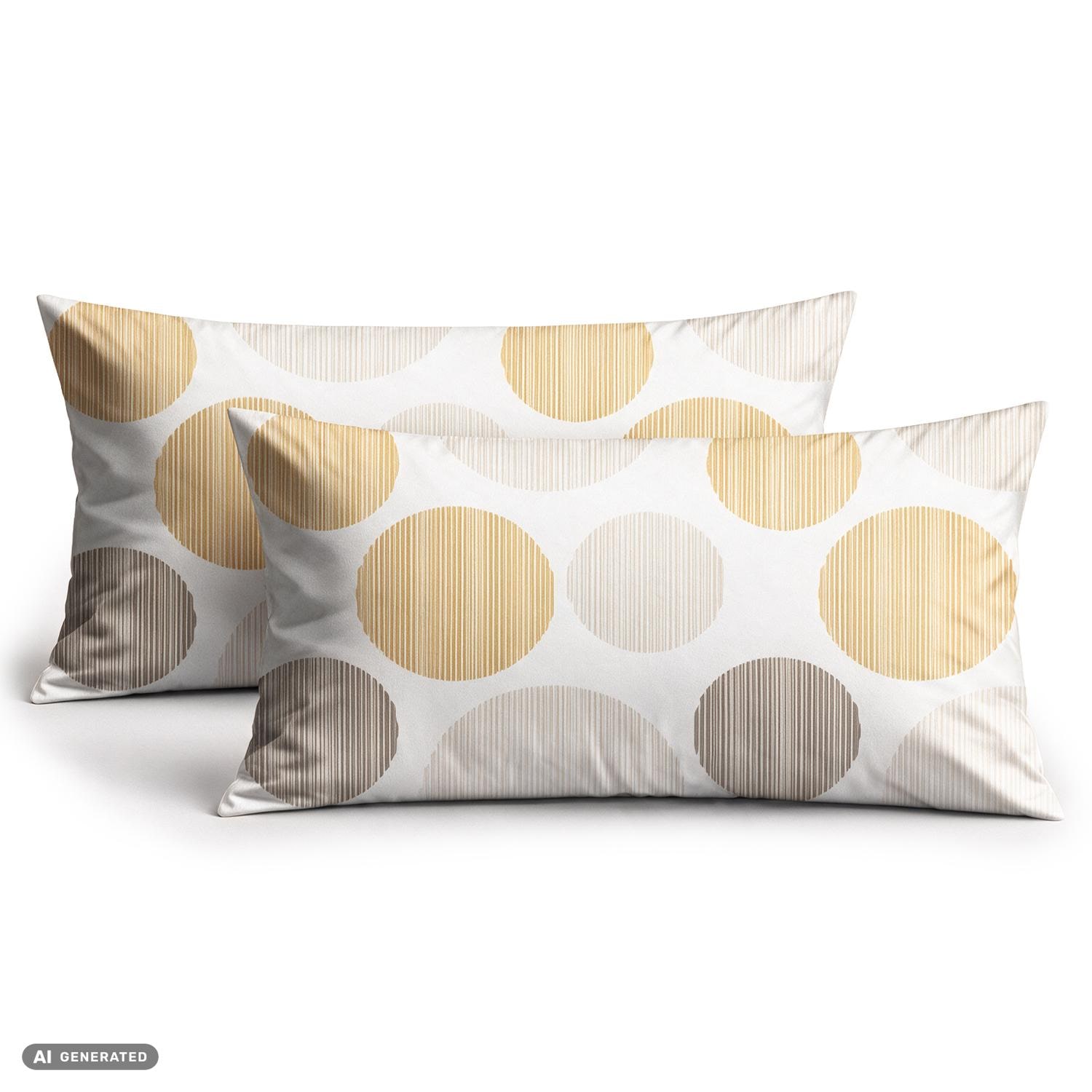CloudComfort Basic Cotton Pillowcase with Circles, Set of 2, 40 x 80 cm