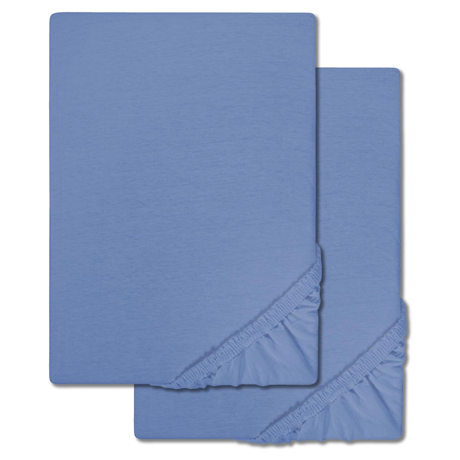 Double pack of CloudComfort Basic fitted sheets blue 120 x 200 cm