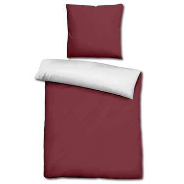Doppelpack  Sleezzz® Renforcé Wendebettwäsche dunkelrot/weiß 135 x 200 + 80 x 80 cm