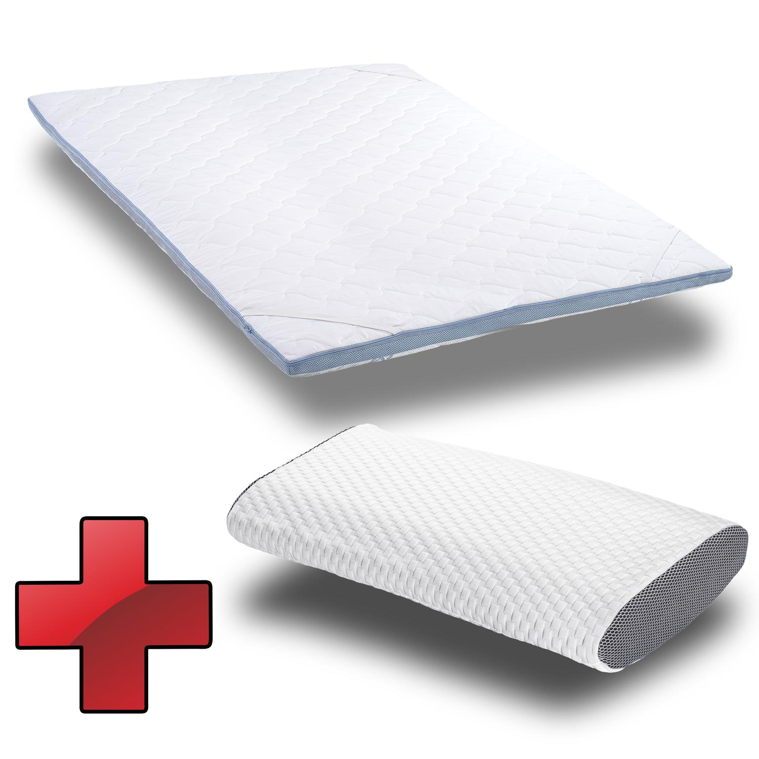 CloudComfort Cool topper 160 x 200 cm H2/H3 + Sleezzz® Cool cooling effect pillow