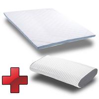 Cold foam topper CloudComfort Cool 160 x 200 cm H2/H3, height 7 cm, firmness level H2/H3, 7-zone topper with summer and winter side + Sleezzz® Cool cooling effect pillow