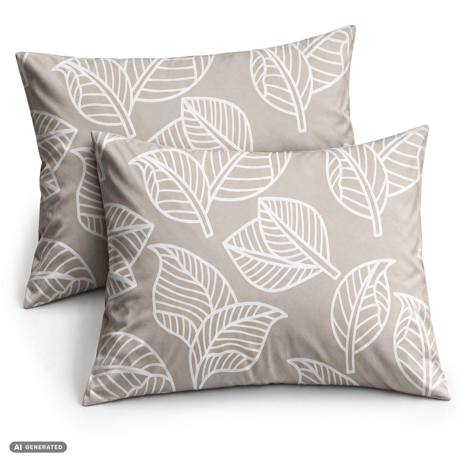 Federe in cotone CloudComfort Basic, colore taupe, set da 2, 70 x 90 cm