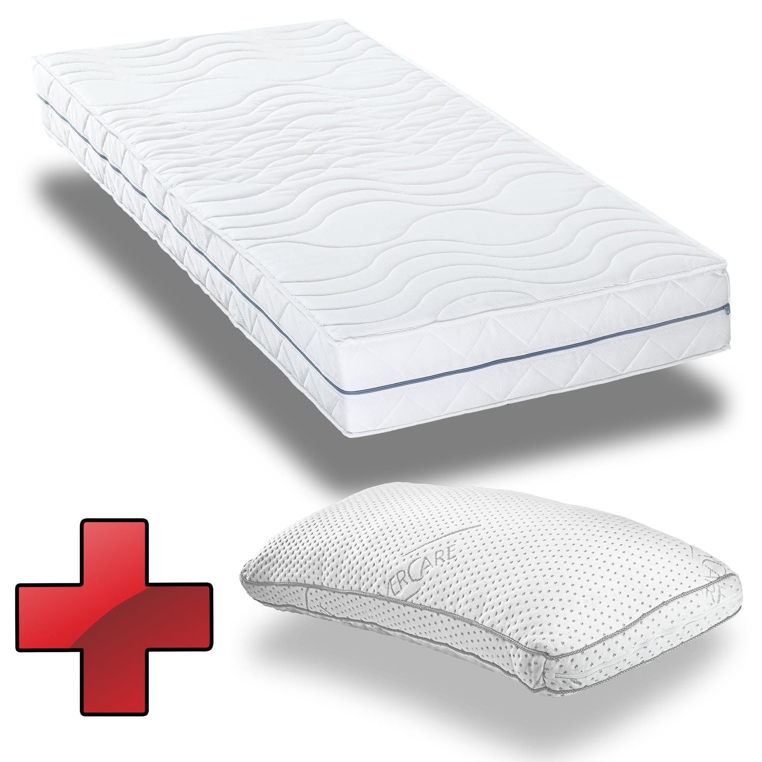 Ergonomic Supportho Premium cold foam mattress 80 x 200 cm, height 18 cm, firmness level H2/H3 + Supportho viscoelastic comfort pillow 40 x 80 cm
