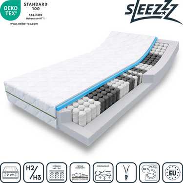 Στρώμα Sleezzz Smart με πυρήνα ελατηρίων τσέπης 7 ζωνών 90 x 200 cm, ύψος 21 cm, επίπεδο σκληρότητας H2/H3