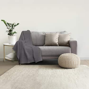 140 x 200 cm waffle piqué lightweight polycotton bedspread in the color anthracite