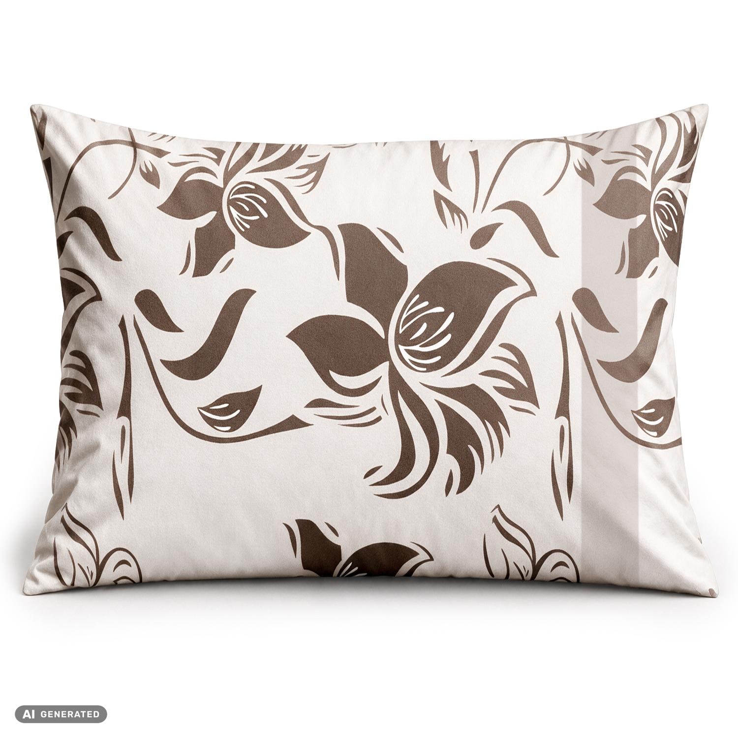 CloudComfort Basic Baumwoll Kissenbezug taupe/weiß 2er-Set 70 x 90 cm